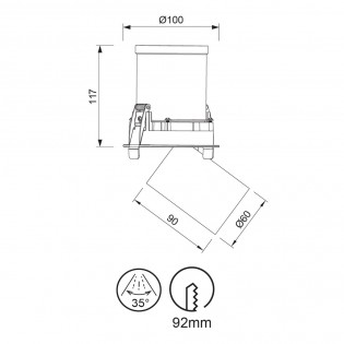 Foco de techo empotrable LED Garda (12W - 2700ºK)