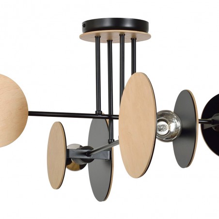 Plafón de techo Olante Negro (4 luces)