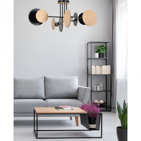Plafón de techo Olante Negro (4 luces)