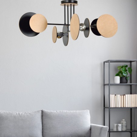 Plafón de techo Olante Negro (4 luces)
