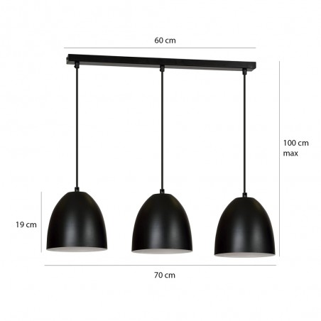 Regleta de techo Jonix Negro (3 luces)