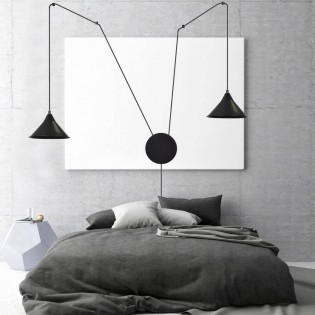 Aplique de pared Cerremo Negro (2 luces)