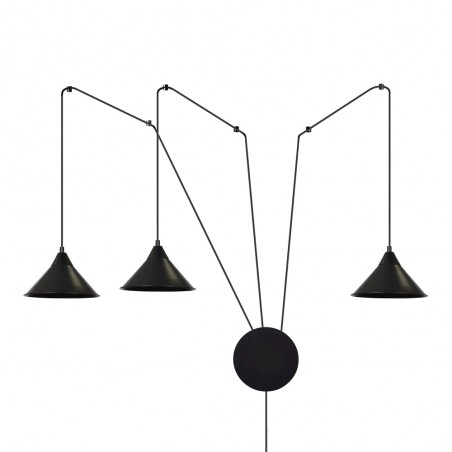 Aplique de pared Cerremo Negro (3 luces)