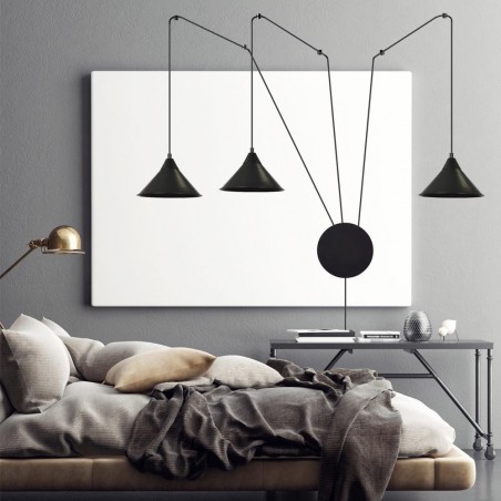 Aplique de pared Cerremo Negro (3 luces)