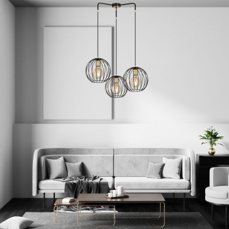 Lámpara colgante Balora Negro (3 luces)