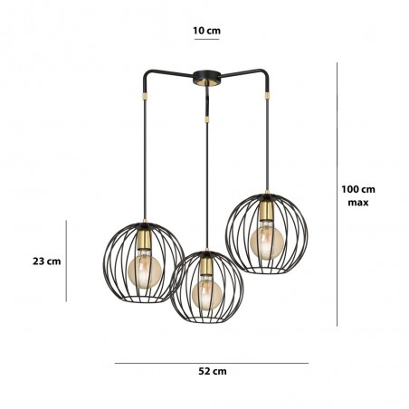 Lámpara colgante Balora Negro (3 luces)