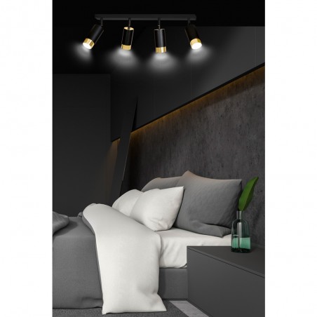 Regleta de focos Mura Negro/Oro (4 luces)