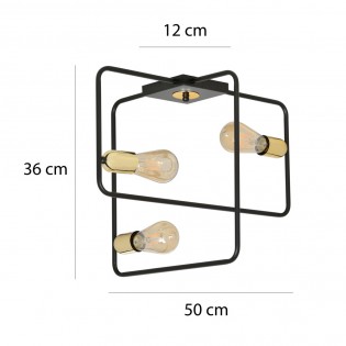 Plafón de techo Viro Negro (3 luces)