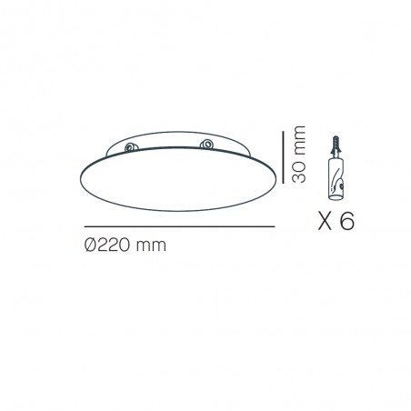 Florón de techo Astros (hasta 6 lámparas colgantes)
