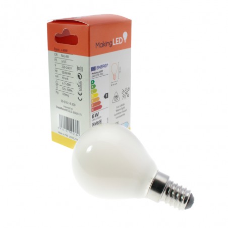 Bombilla LED E14 G45 Milky (6W)