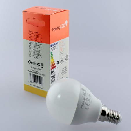 Bombilla LED E14 G45 (8W)