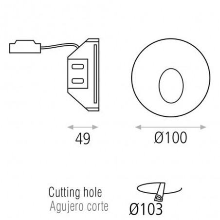 Aplique empotrable Led Thriller (2W)
