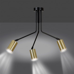 Plafón de techo Norber Negro (3 luces)