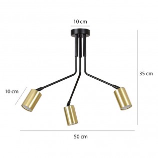 Plafón de techo Norber Negro (3 luces)