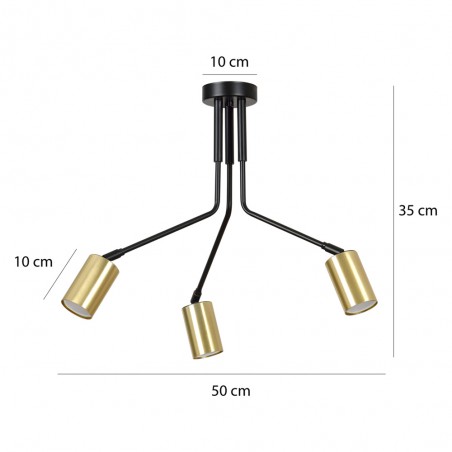 Plafón de techo Norber Negro (3 luces)