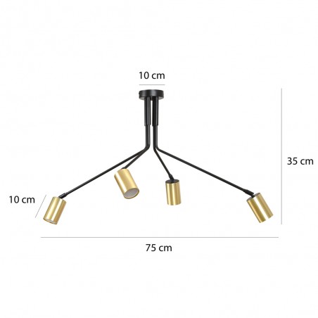 Plafón de techo Norber Negro (4 luces)