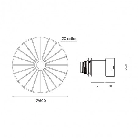Aplique de pared Wheel Negro
