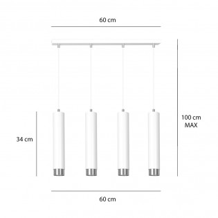 Regleta colgante Mura Blanco/Cromo (4 luces)