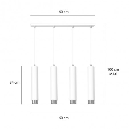 Regleta colgante Mura Blanco/Cromo (4 luces)