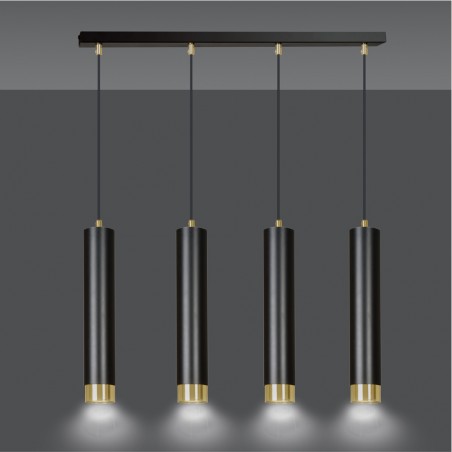 Regleta colgante Mura Negro/Oro (4 luces)