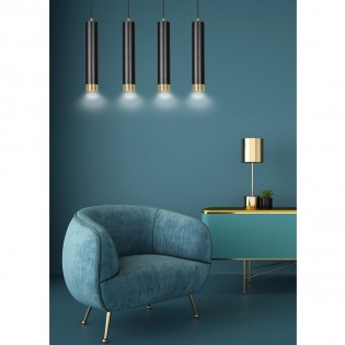 Regleta colgante Mura Negro/Oro (4 luces)