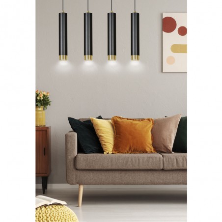 Regleta colgante Mura Negro/Oro (4 luces)
