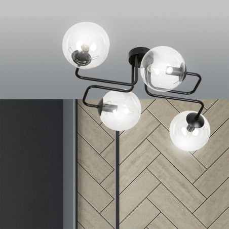 Plafón de techo Vesta Transparente (4 luces)