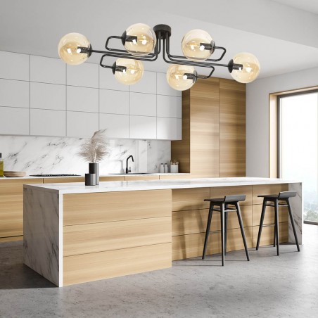 Plafón de techo Vesta Ámbar (6 luces)