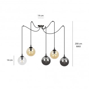 Lámpara colgante Fedora Mix (5 luces)