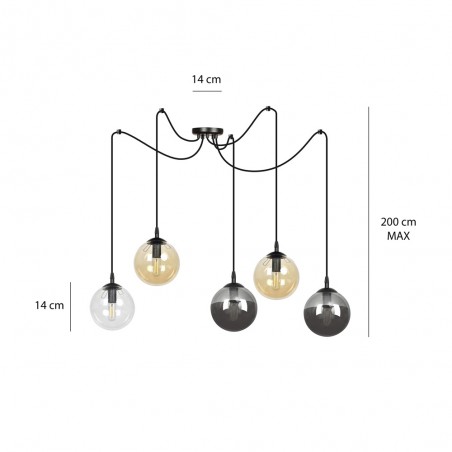 Lámpara colgante Fedora Mix (5 luces)