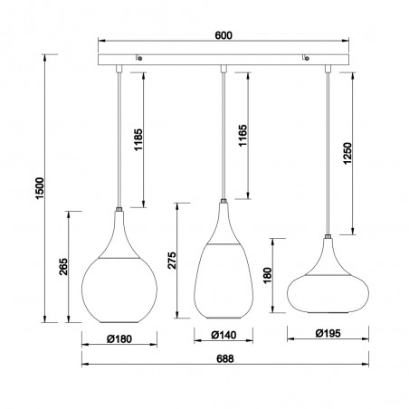 Lámpara colgante Lumina (3 luces)
