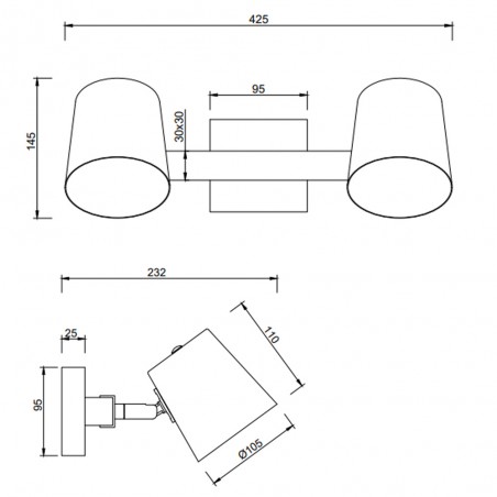 Regleta de techo Bell (2 Luces)