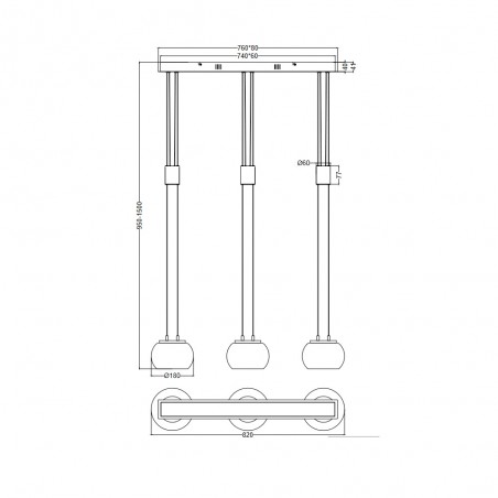 Regleta de techo LED Madison Dimmable (3x8W)
