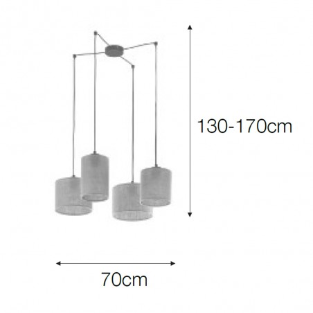Lámpara colgante Ogassa (4 luces)