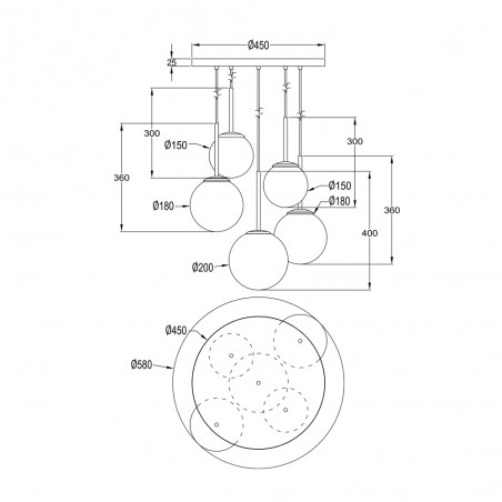 Lámpara colgante Basic Form Opal (5 luces)