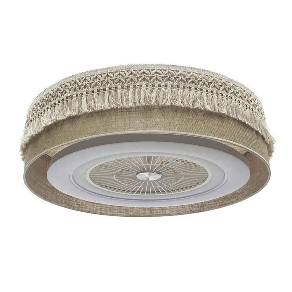Lámpara De Techo Con Ventilador Y Luz LED EKATERINA - 72W, 3 Colores De Luz Regulables, Mando A Distancia, Estilo Saco Rústico