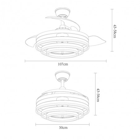 Ventilador LED con aspas retráctiles Kai CCT (72W)