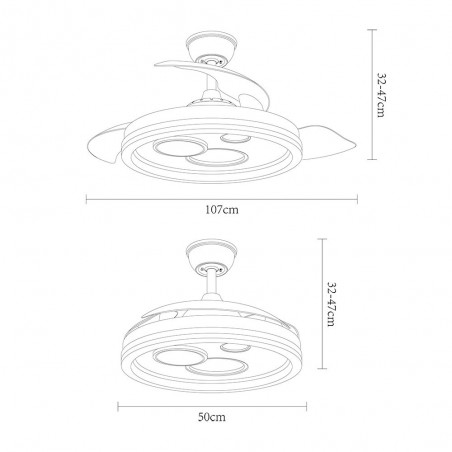Ventilador LED con aspas plegables Turia CCT (72W)
