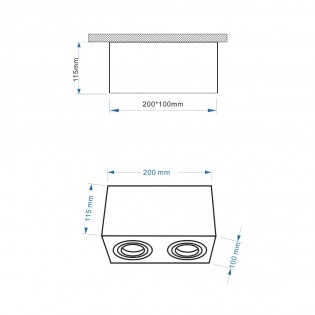 Plafón de techo Atom (2 luces)