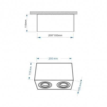 Plafón de techo Atom (2 luces)