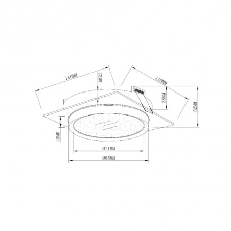 Empotrable de techo Hoop Cuadrado