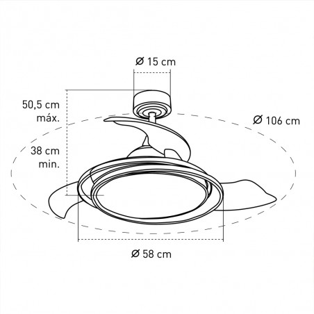 Ventilador LED con aspas plegables Antila CCT Dim (60W)