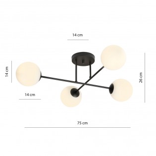 Plafón de techo Nicolo Opal (4 luces)