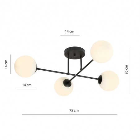 Plafón de techo Nicolo Opal (4 luces)