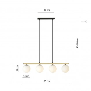 Lámpara colgante Etisa Negro (4 luces)