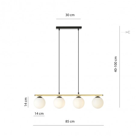 Lámpara colgante Etisa Negro (4 luces)