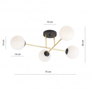 Plafón de techo Mendra Opal (4 luces)