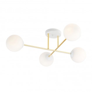 Plafón de techo Mendra II Opal (4 luces)