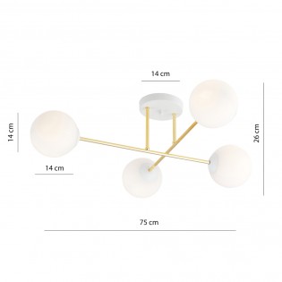 Plafón de techo Mendra II Opal (4 luces)