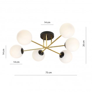 Plafón de techo Mendra Opal (6 luces)